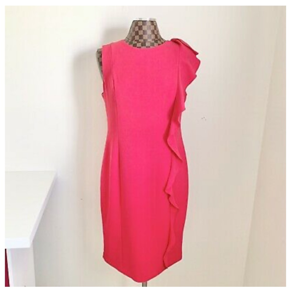 Karl Lagerfeld hot pink ruffled sheath dress